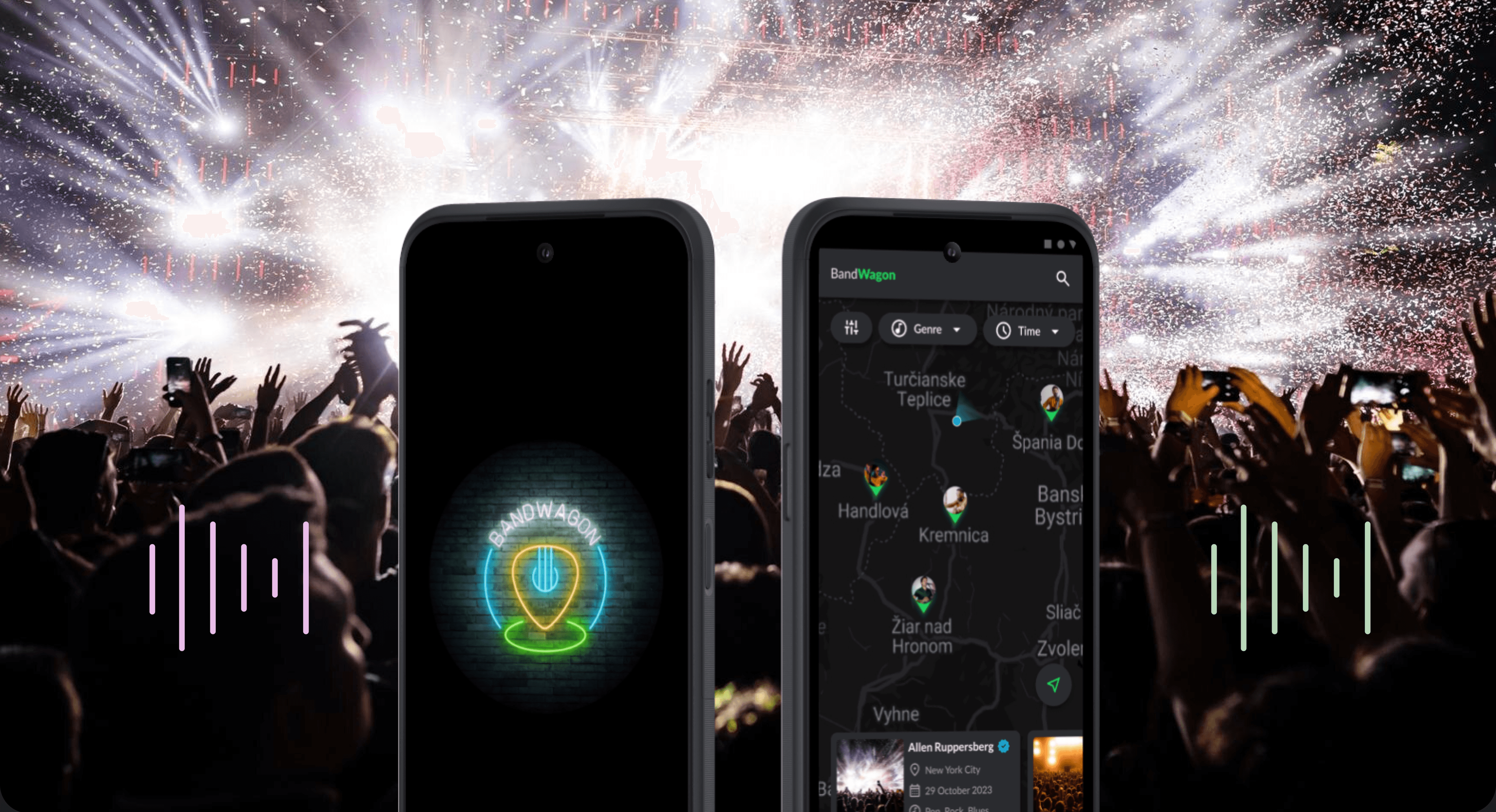 BandWagon App Hero - Live concert discovery platform