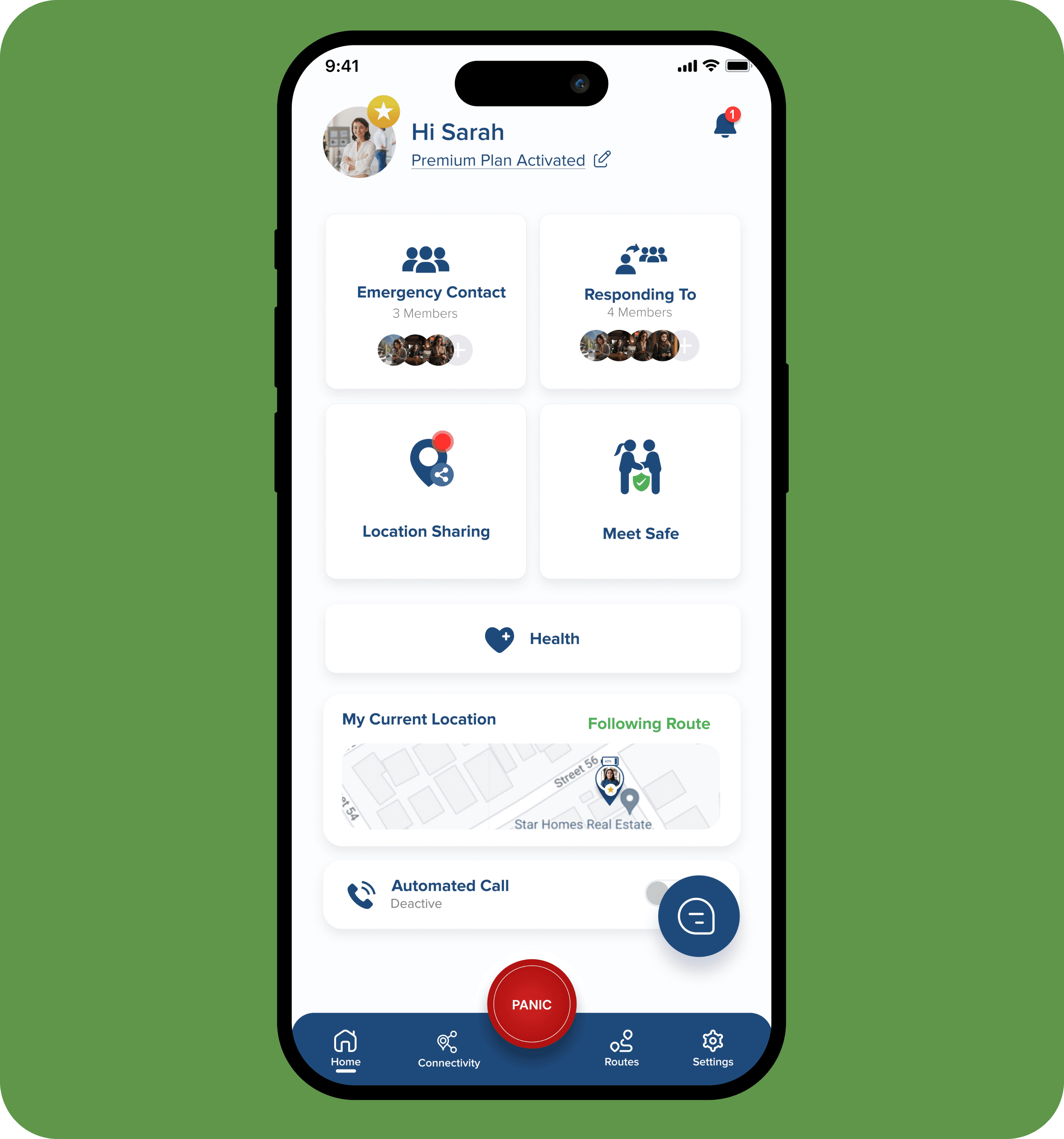 MySentry mobile app interface - employee safety dashboard