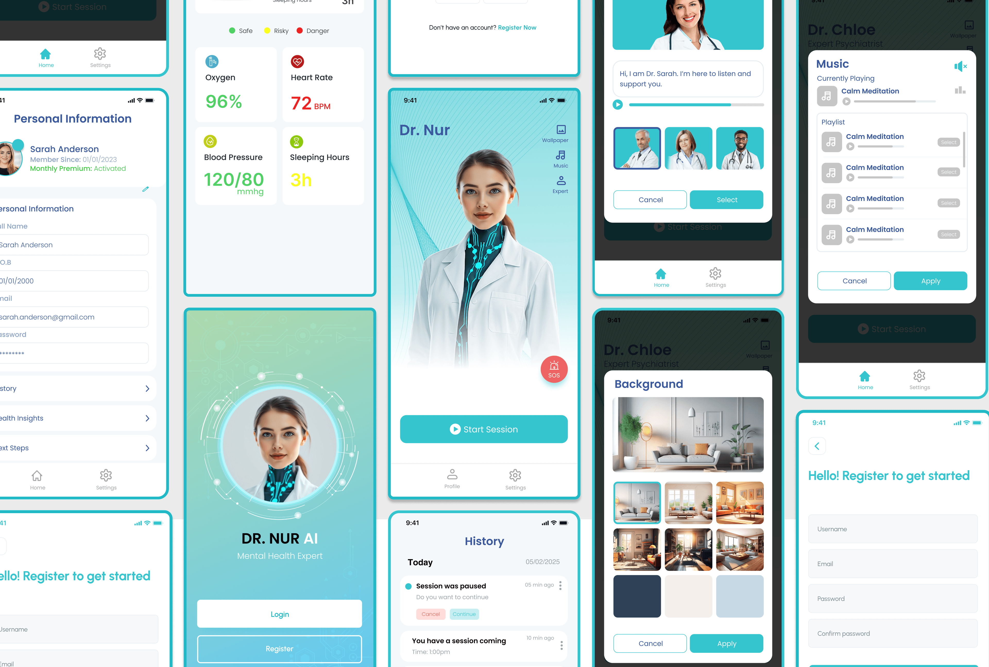 Dr. NUR AI - AI-Powered Mental Wellness App Dashboard