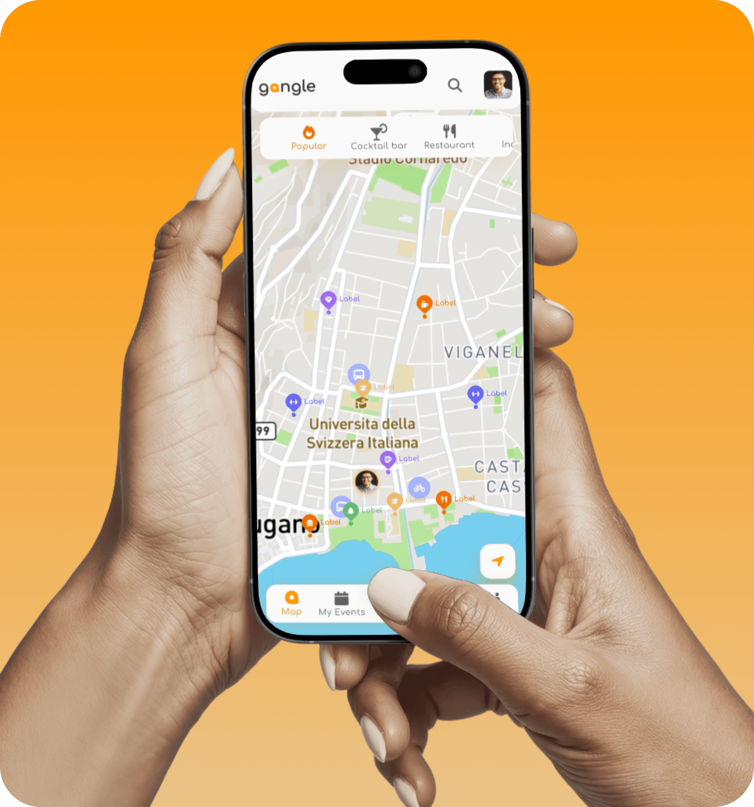 Gangle mobile app interface