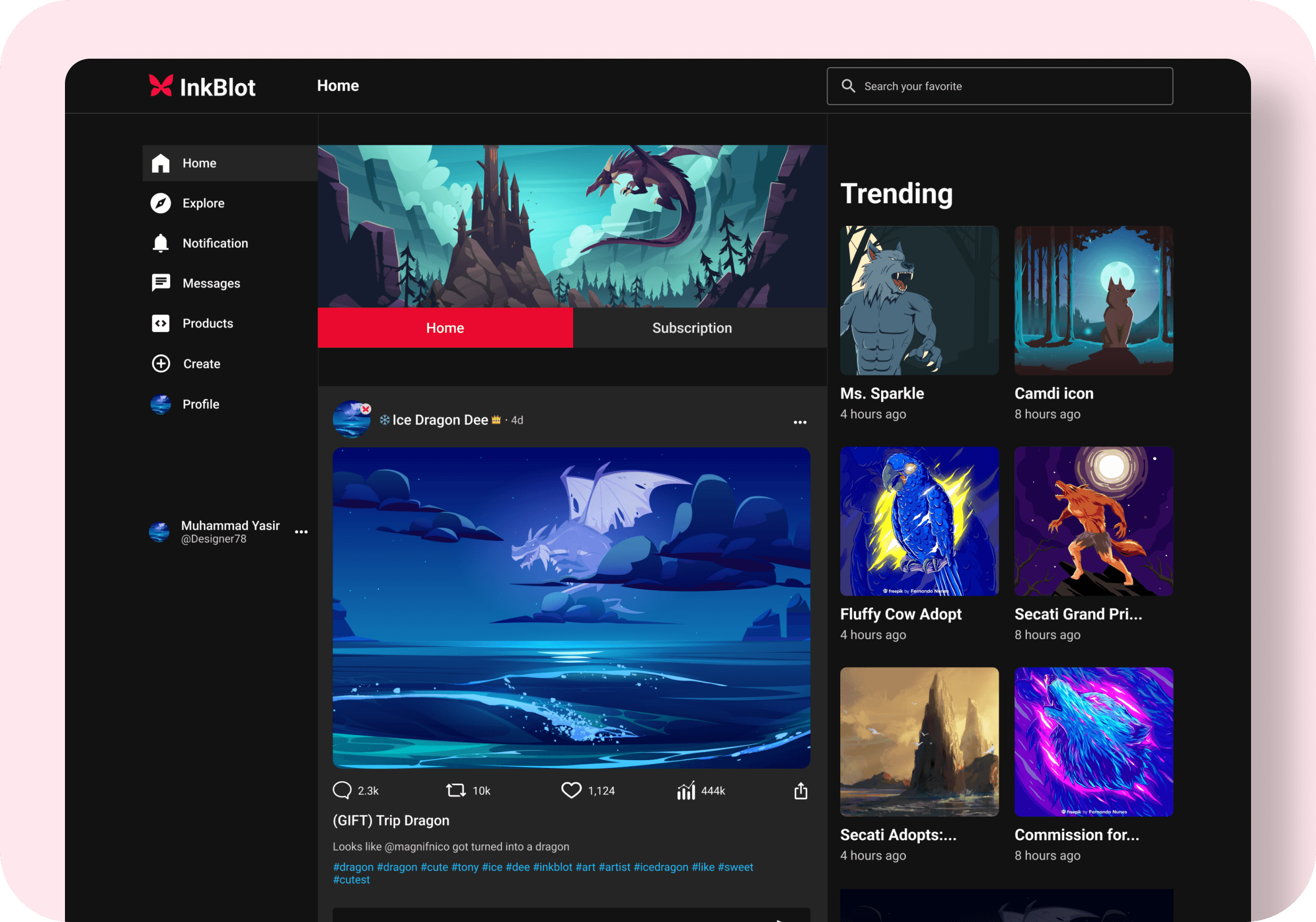 Inkblot Art platform - community gallery view